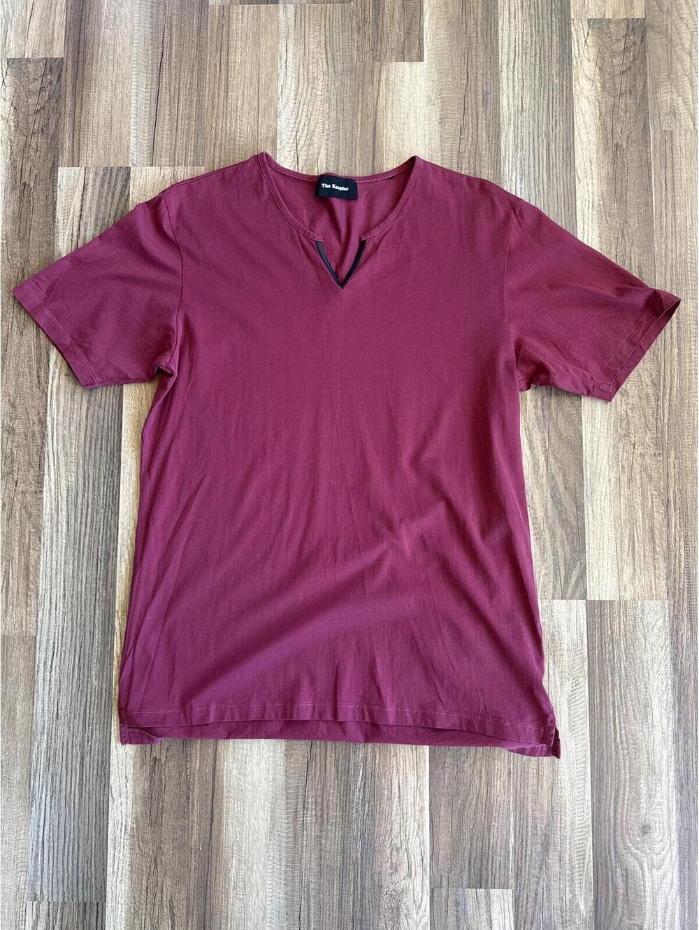 The Kooples Burgundy Split Neck Short Sleeve Top Women's Large